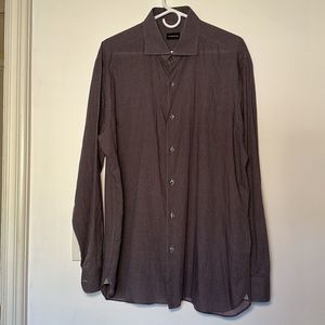 Ermenegildo Zegna Men's Burgundy Patterned Dress Shirt